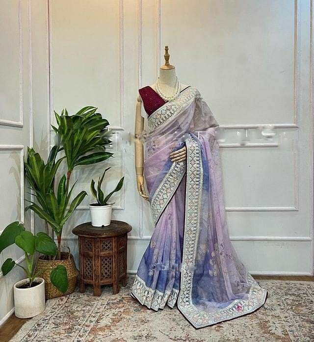 Kanisha Purple Banarasi Saree